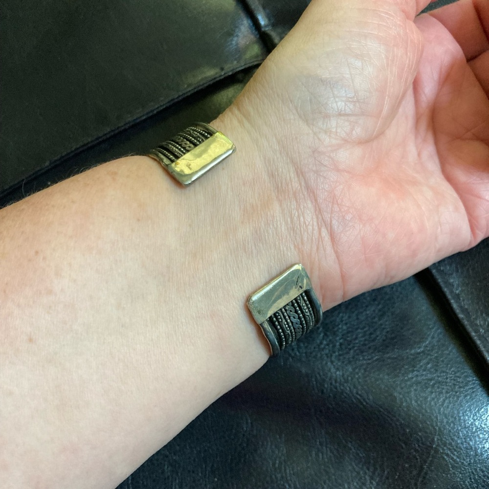 Vintage Silver Multi Pattern Cuff Bracelet - image 5